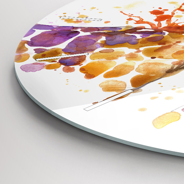 Ceas rotund de perete din sticlă Girafă – acuarelă