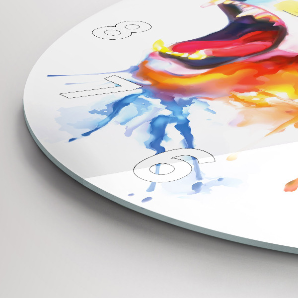 Ceas rotund de perete din sticlă Leul – acuarelă