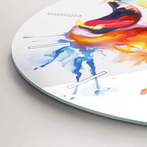 Ceas rotund de perete din sticlă Leul – acuarelă