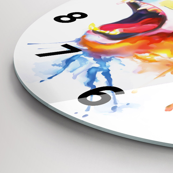 Ceas rotund de perete din sticlă Leul – acuarelă