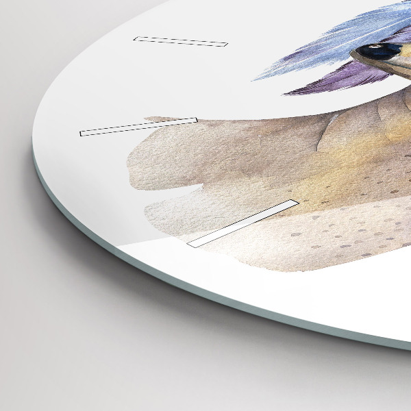 Ceas rotund de perete din sticlă Cap de cerb și flori