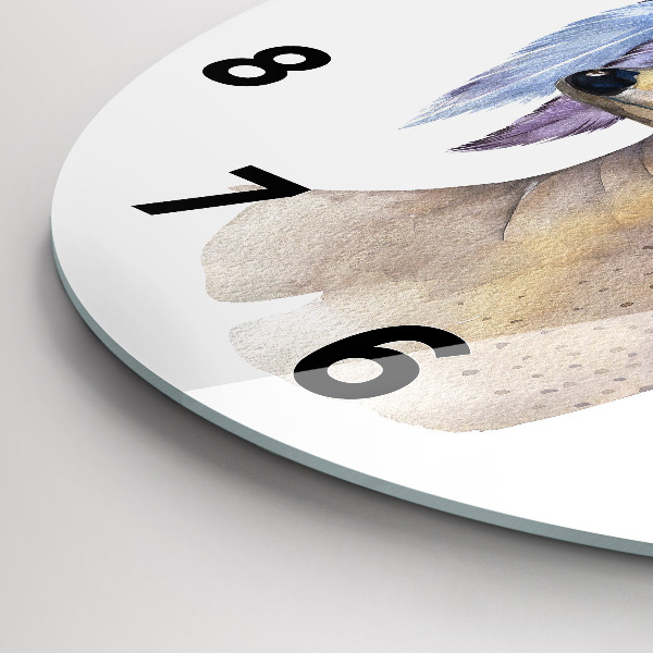 Ceas rotund de perete din sticlă Cap de cerb și flori