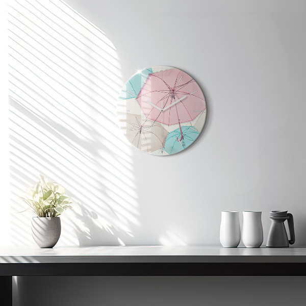 Ceas rotund de perete din sticlă Umbrele pastelate