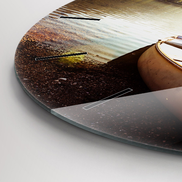 Ceas rotund de perete din sticlă Vedere la lac