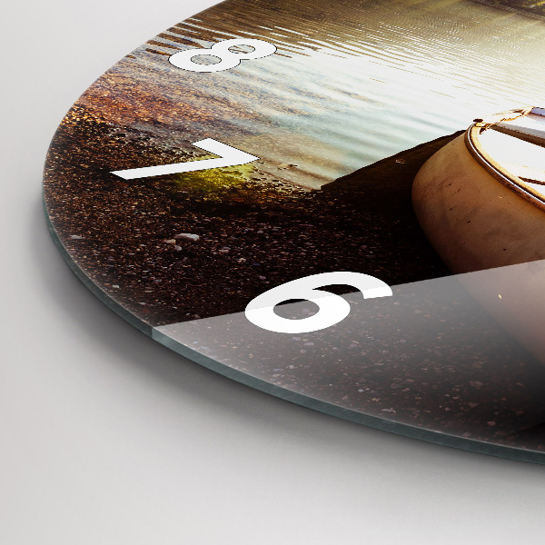 Ceas rotund de perete din sticlă Vedere la lac