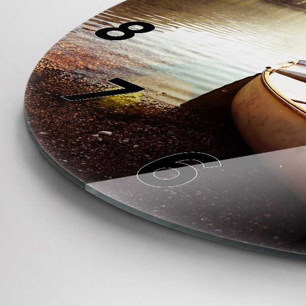 Ceas rotund de perete din sticlă Vedere la lac