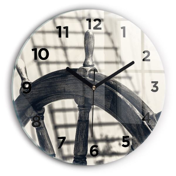 Ceas rotund de perete din sticlă Nava veche