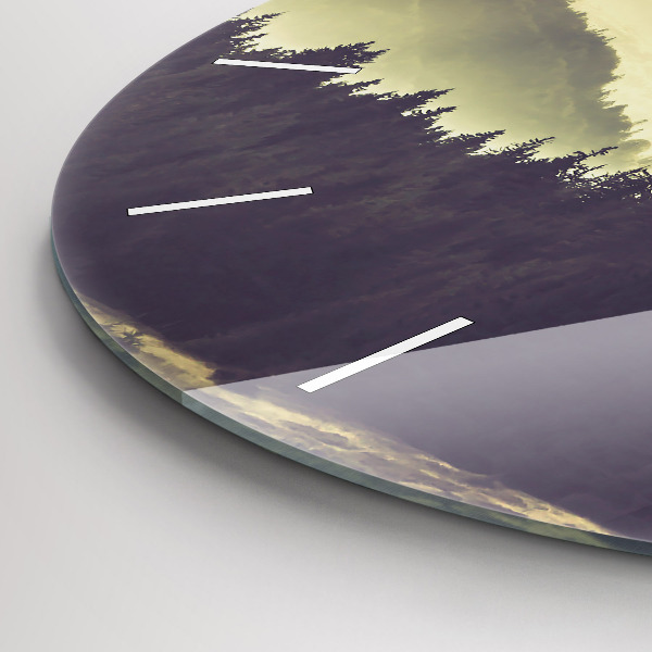 Ceas rotund de perete din sticlă Pârtii de munți încețoși