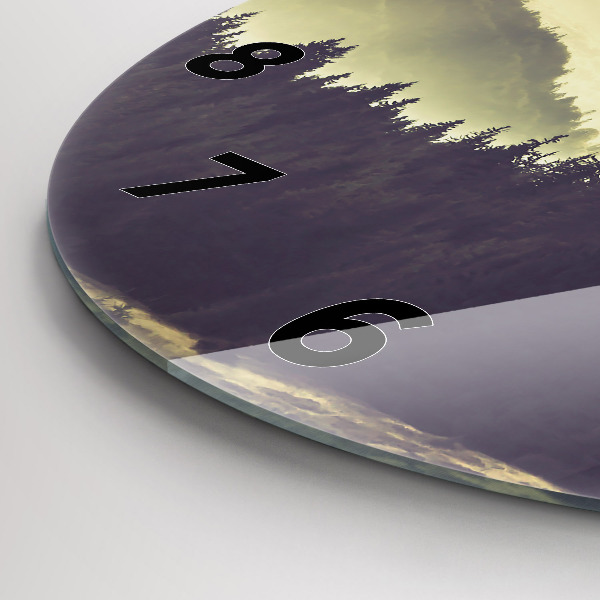 Ceas rotund de perete din sticlă Pârtii de munți încețoși