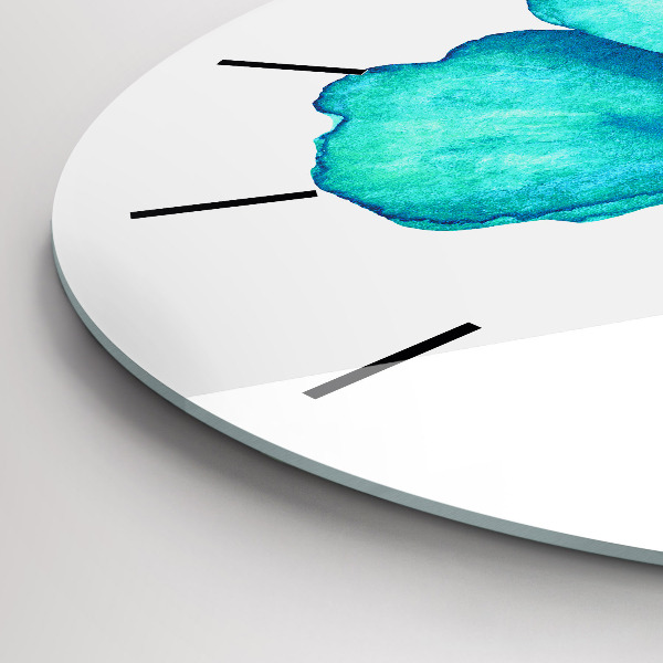 Ceas rotund de perete din sticlă Fluture de vară turcoaz