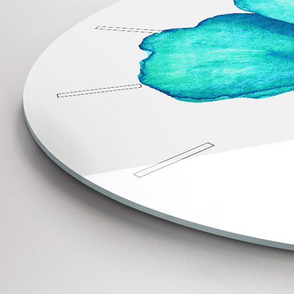 Ceas rotund de perete din sticlă Fluture de vară turcoaz