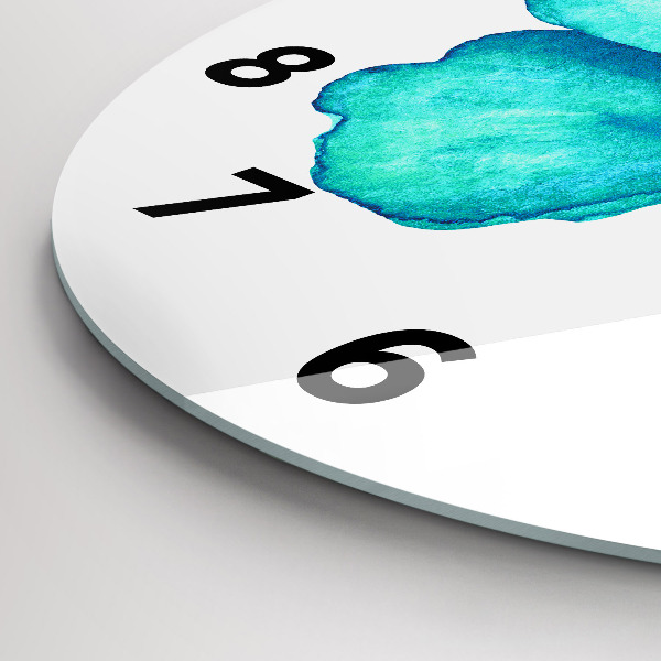 Ceas rotund de perete din sticlă Fluture de vară turcoaz