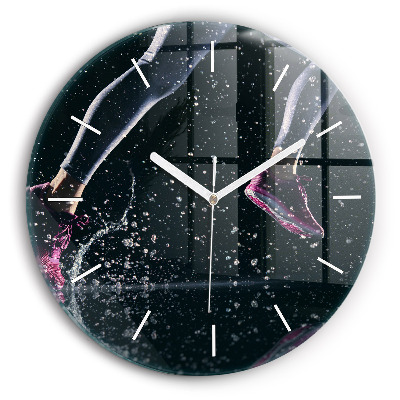 Ceas rotund de perete din sticlă Stil de viață sănătos - alergare