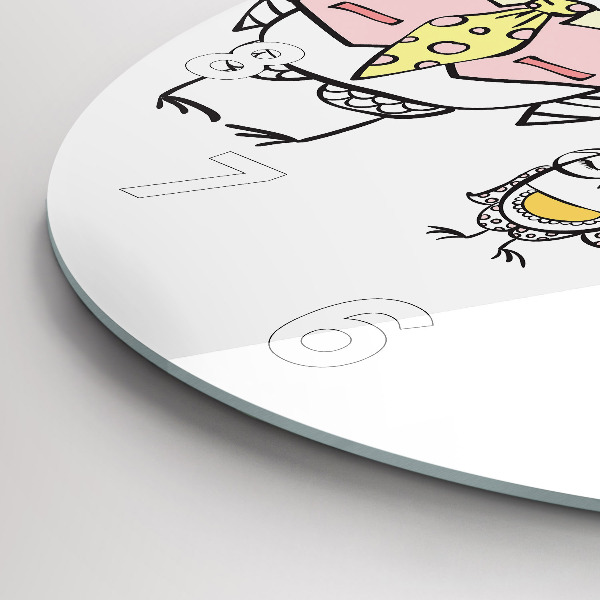 Ceas rotund de perete din sticlă Poster de epocă cu bufnițe