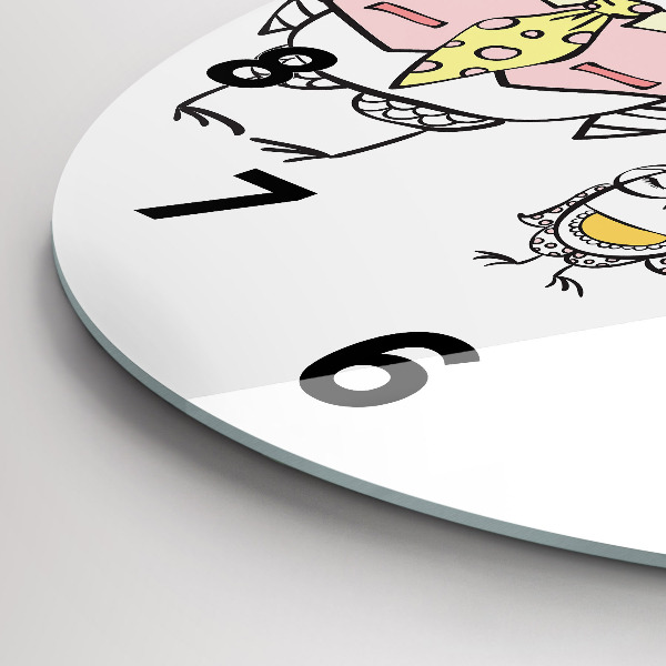 Ceas rotund de perete din sticlă Poster de epocă cu bufnițe