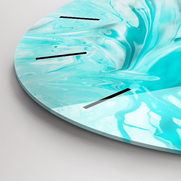 Ceas rotund de perete din sticlă Abstracția albastră