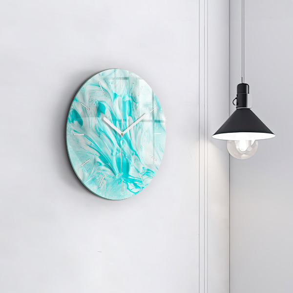 Ceas rotund de perete din sticlă Abstracția albastră