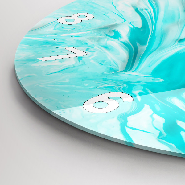 Ceas rotund de perete din sticlă Abstracția albastră