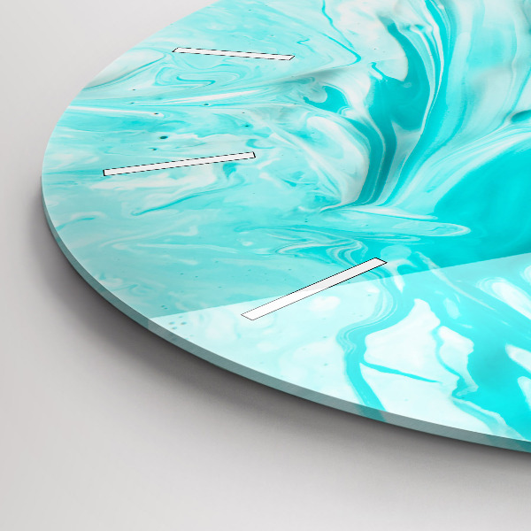 Ceas rotund de perete din sticlă Abstracția albastră