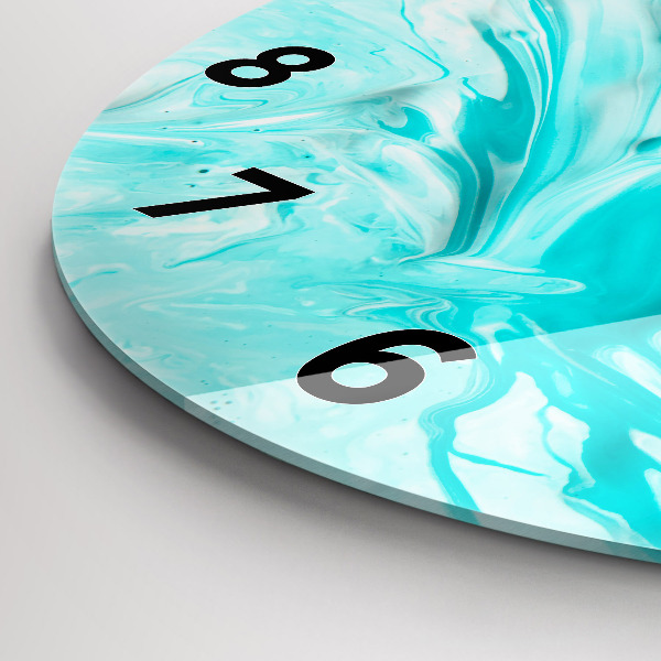 Ceas rotund de perete din sticlă Abstracția albastră