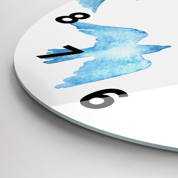 Ceas rotund de perete din sticlă Păsări albastre zburătoare