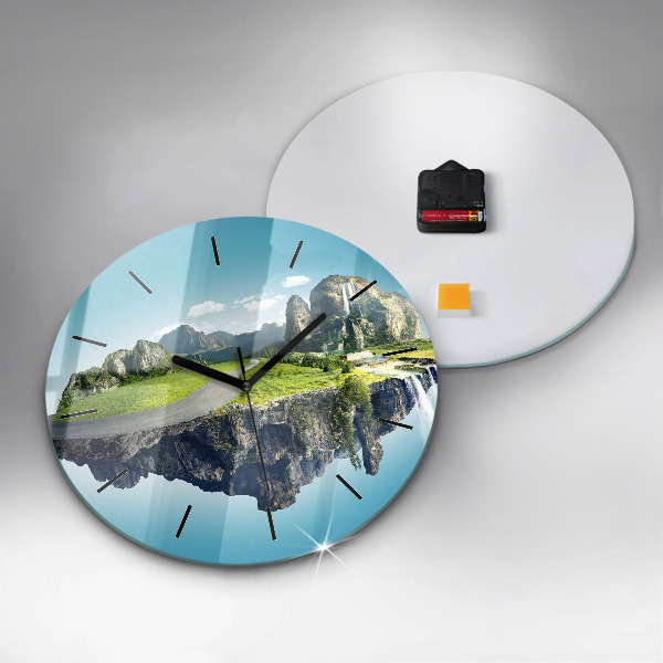 Ceas rotund de perete din sticlă Insulă zburătoare