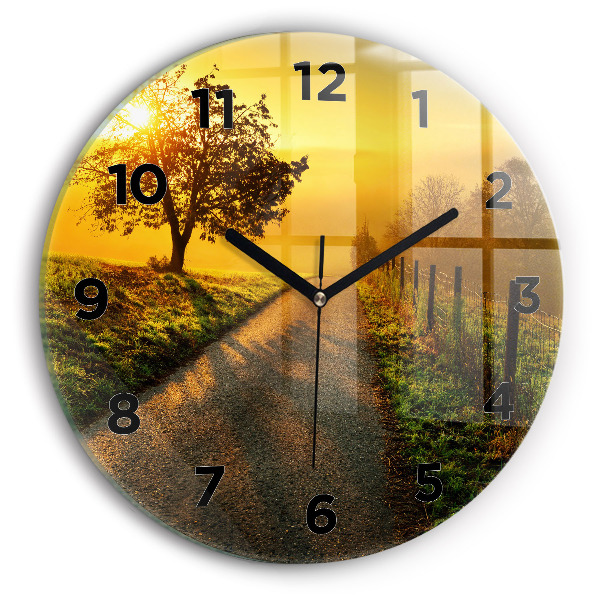 Ceas rotund de perete din sticlă Ceață la răsărit