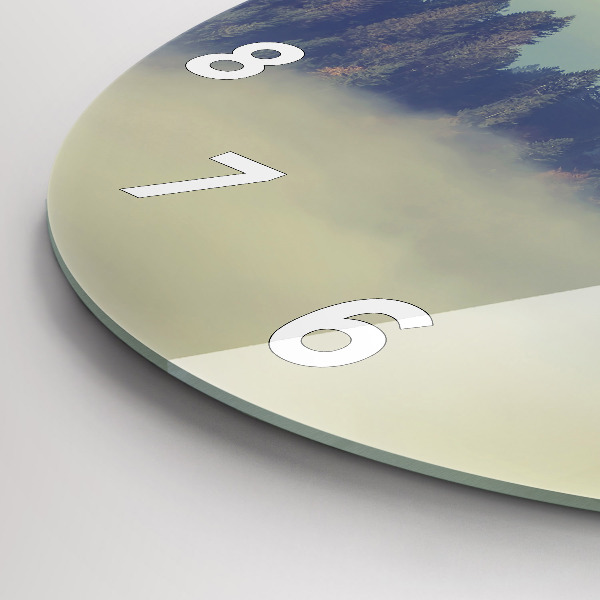 Ceas rotund de perete din sticlă Pădurea vulturului cețos