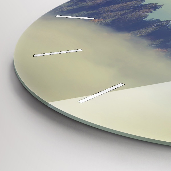 Ceas rotund de perete din sticlă Pădurea vulturului cețos