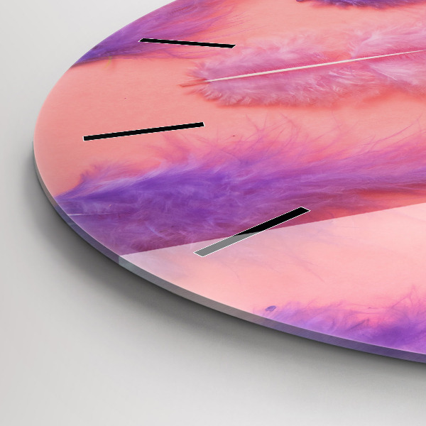 Ceas rotund de perete din sticlă Pene colorate