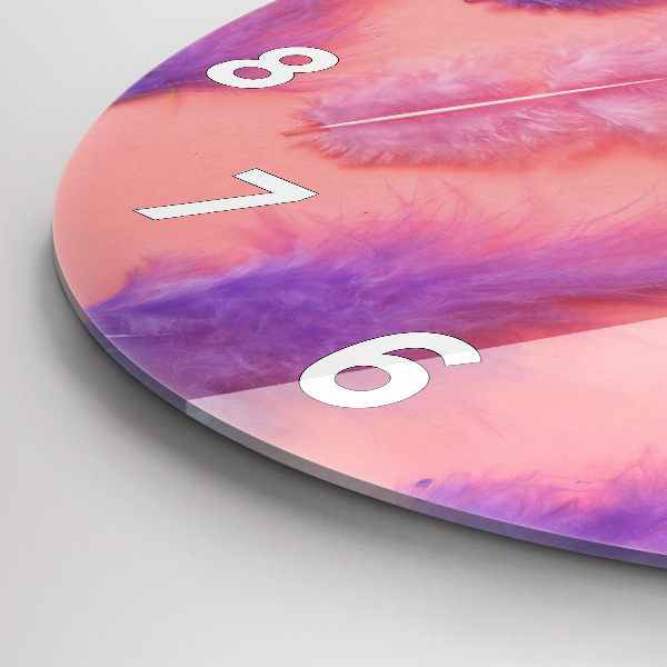 Ceas rotund de perete din sticlă Pene colorate