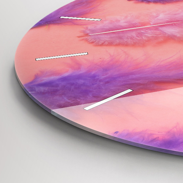 Ceas rotund de perete din sticlă Pene colorate