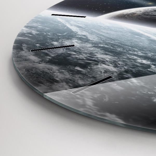 Ceas rotund de perete din sticlă Spațiul și planetele