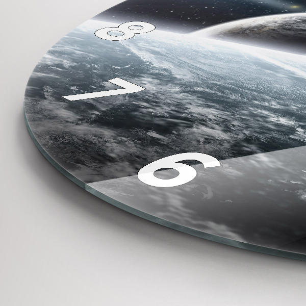 Ceas rotund de perete din sticlă Spațiul și planetele