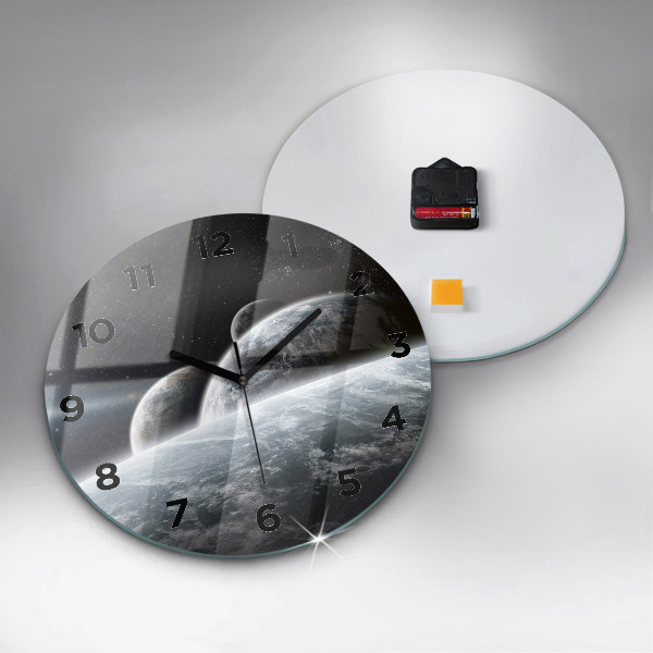 Ceas rotund de perete din sticlă Spațiul și planetele