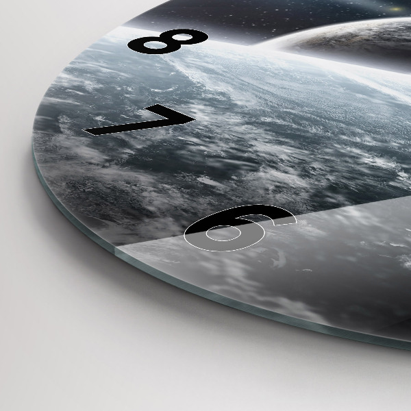 Ceas rotund de perete din sticlă Spațiul și planetele