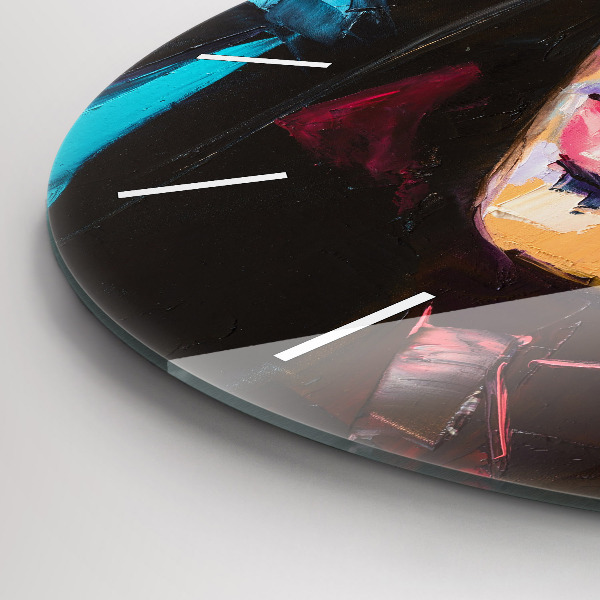 Ceas rotund de perete din sticlă Portretul unei femei