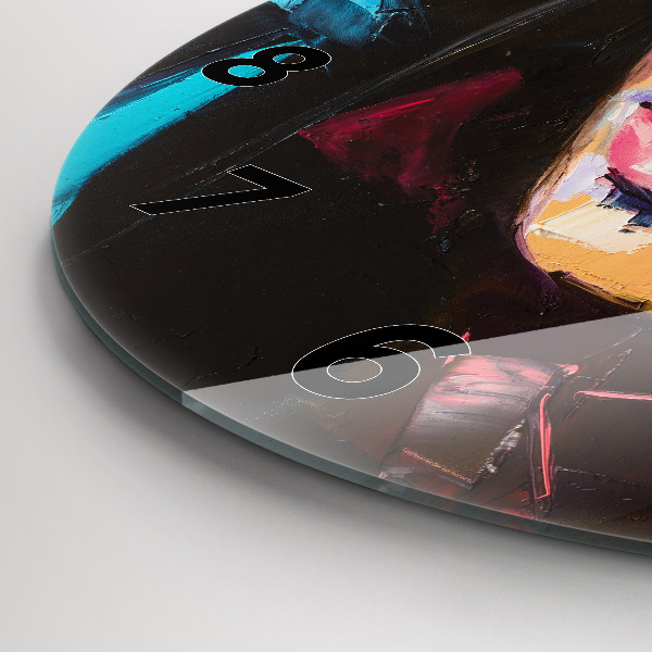 Ceas rotund de perete din sticlă Portretul unei femei