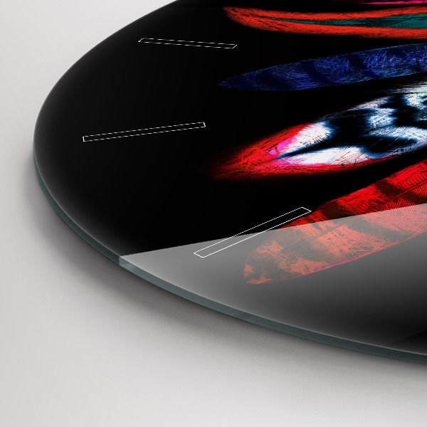 Ceas rotund de perete din sticlă Pene de păsări colorate