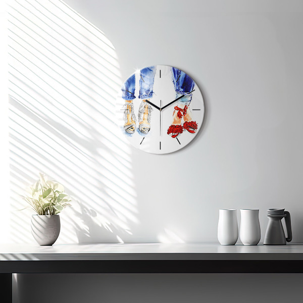 Ceas rotund de perete din sticlă Tocuri de damă
