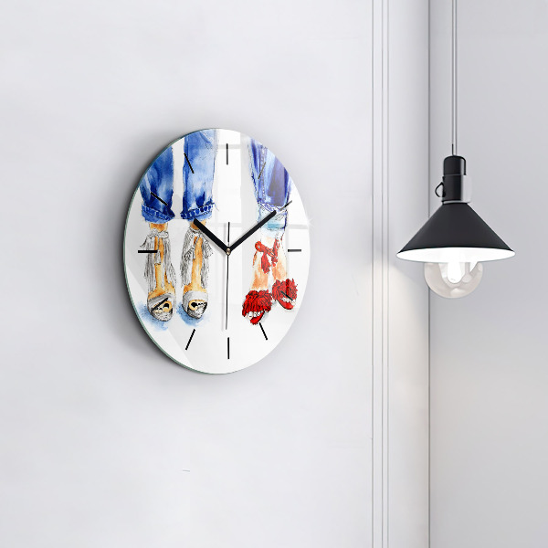 Ceas rotund de perete din sticlă Tocuri de damă