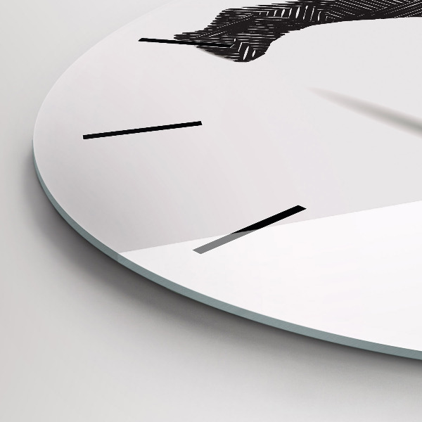 Ceas rotund de perete din sticlă Linia de artă a rinocerului