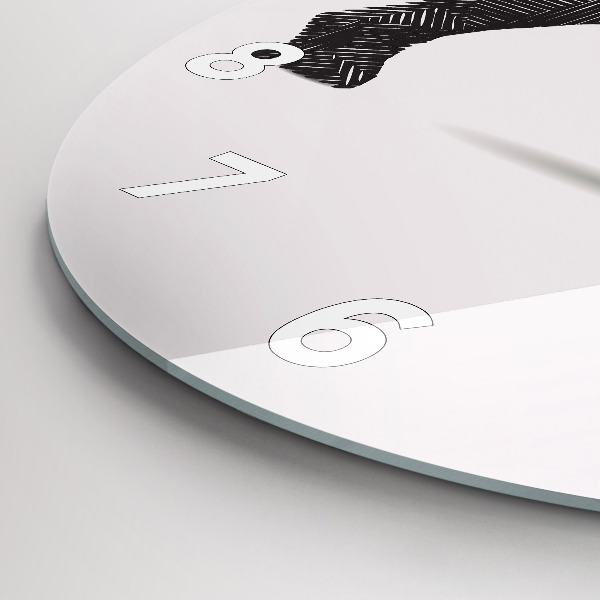 Ceas rotund de perete din sticlă Linia de artă a rinocerului