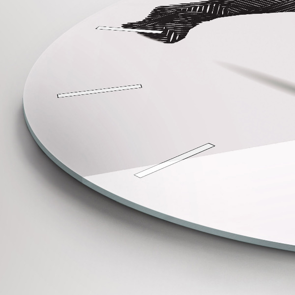 Ceas rotund de perete din sticlă Linia de artă a rinocerului