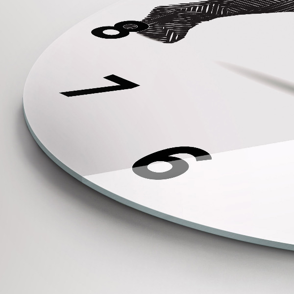 Ceas rotund de perete din sticlă Linia de artă a rinocerului