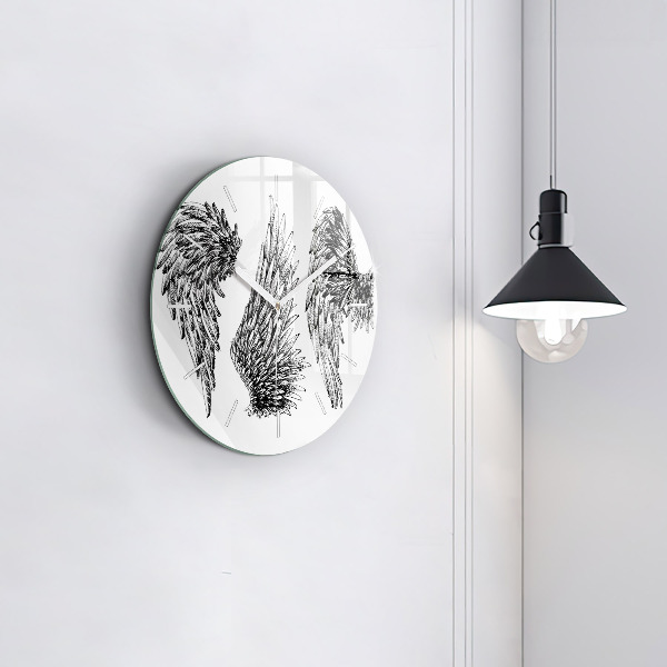 Ceas rotund de perete din sticlă Aripi de înger