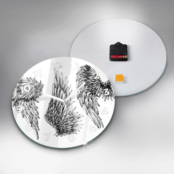 Ceas rotund de perete din sticlă Aripi de înger