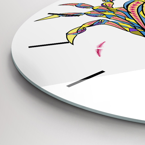 Ceas rotund de perete din sticlă Crab etnic