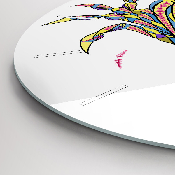 Ceas rotund de perete din sticlă Crab etnic