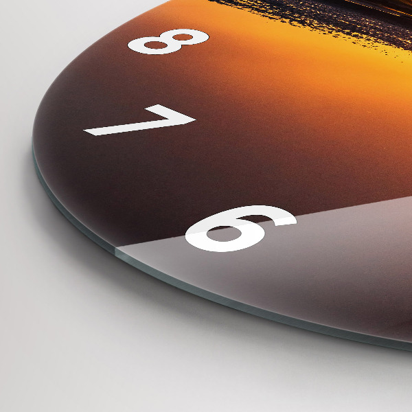 Ceas rotund de perete din sticlă Alergător și apus